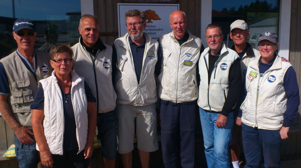 Sansjös kvalspelare, fr.v Lars Ljunggren, Gerd Sandin, Lars-Gunnar Andersson, Eddy Persson, Arne Efraimsson, Bengt-Åke Andersson, Hans Johansson och Gerd Tunje.