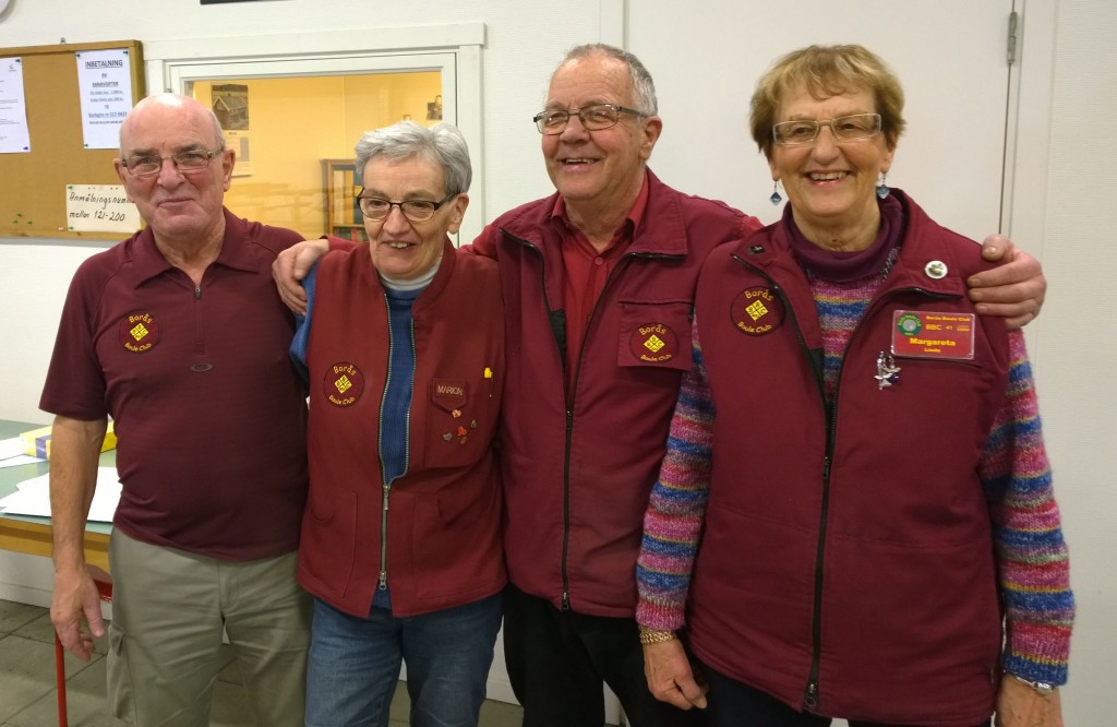 Segrare i B-slutspelet, fr.v. Roland och Marion Svensson, Arne Andersson och Margareta Linde.